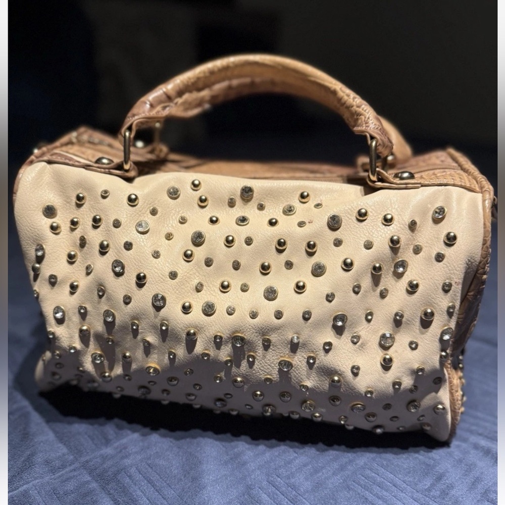 Womens Latique caramel beige  Handbag With Rhinestone Details Beautiful